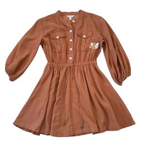 NEW Nine West Fit & Flare Utility Dress Mocha Color Womens Size Small